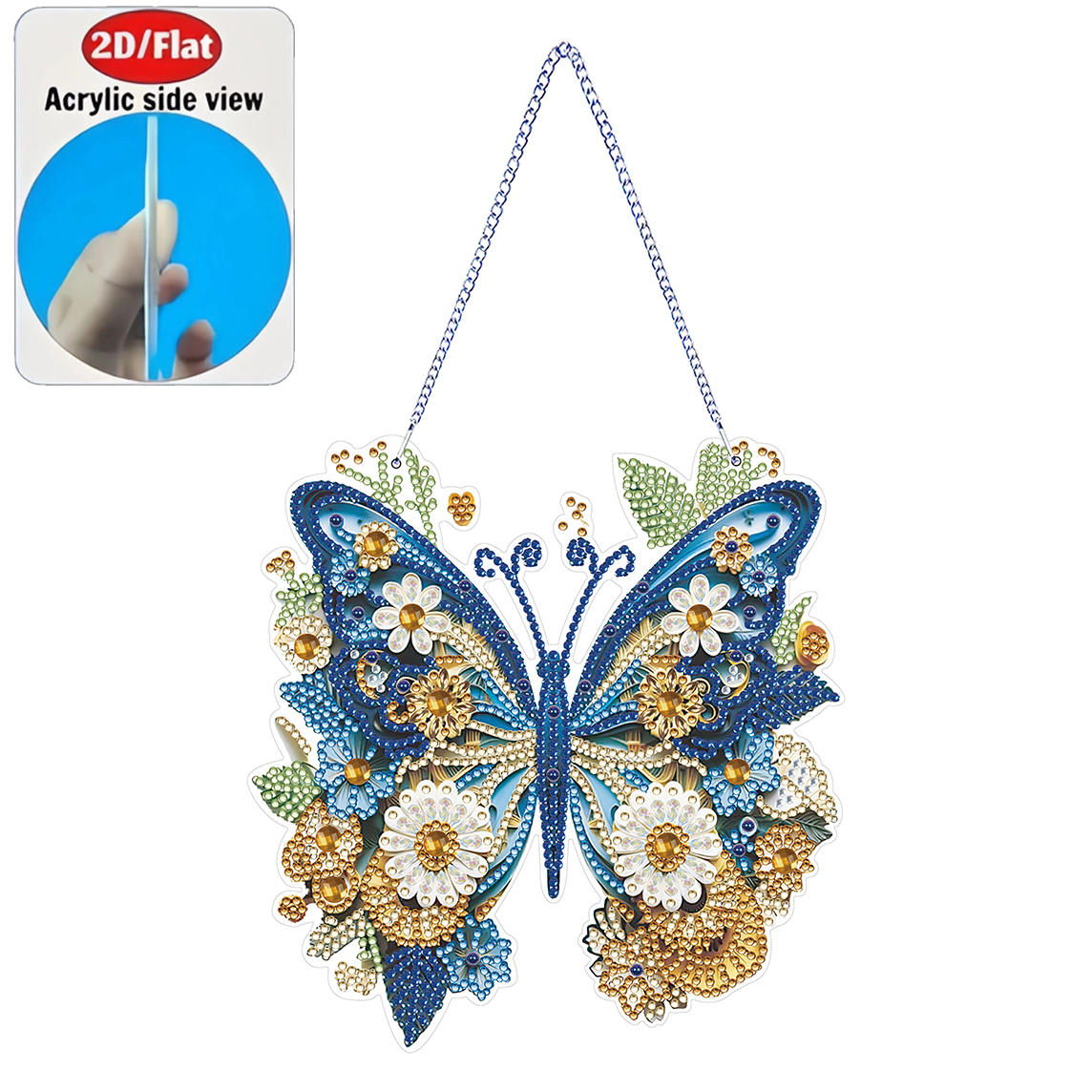 Resin Art Gift For Birthday - 2D Flat Butterfly Ornament Acrylic Diamond