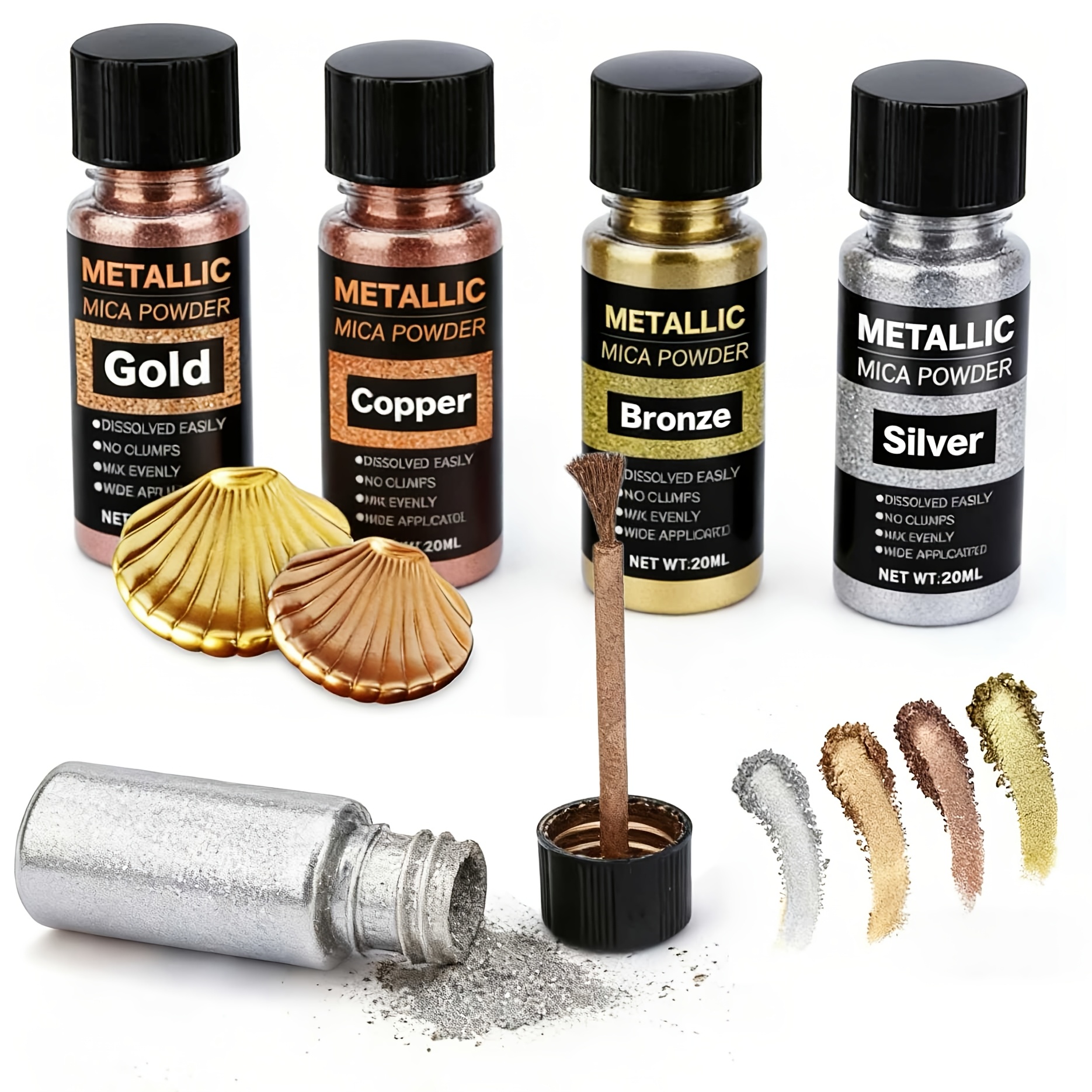 Resin Art Letters - Metallic Mica Powder, Brushed Bottle of