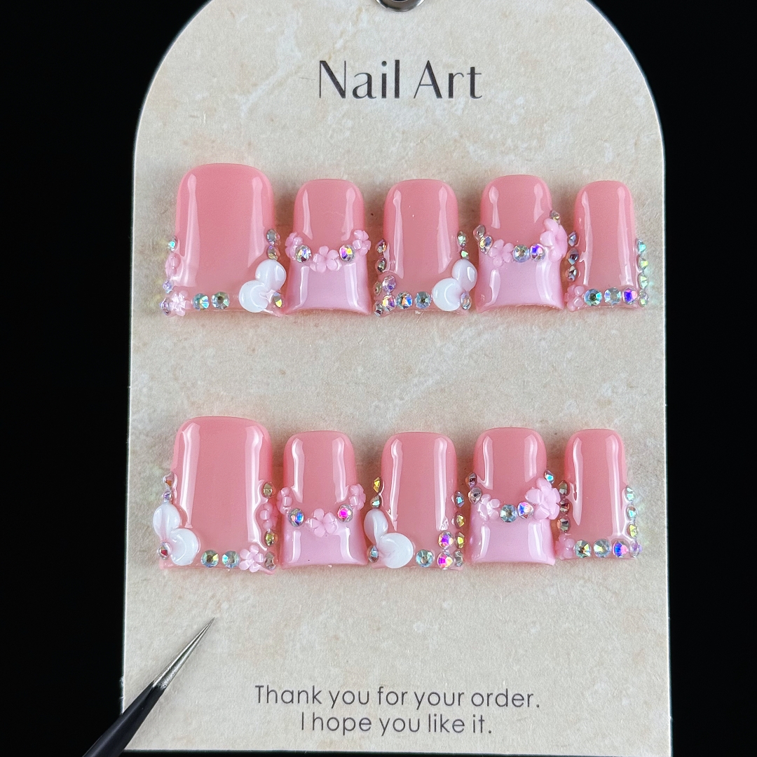 Resin Art Glitter - 10pcs high-end Pink girl style, hand-painted