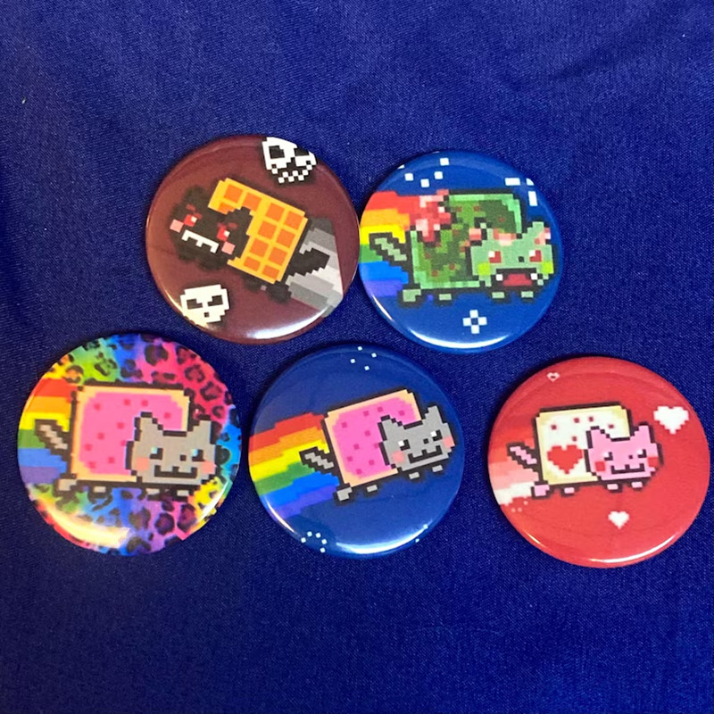 Resin Art Gift For Birthday - Rainbow N yan Cute Cat Pinback