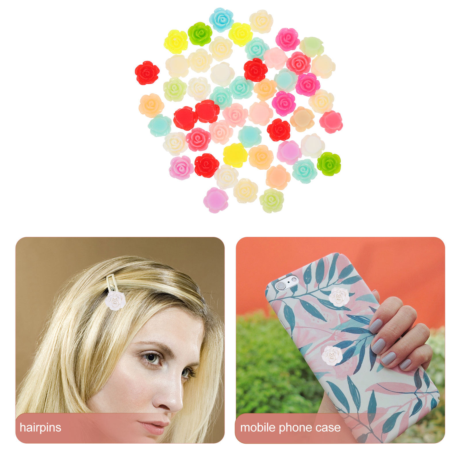 50Pcs Rose Flower Resin Decors - Resin Art Phone Case incelemesi ve fiyatı