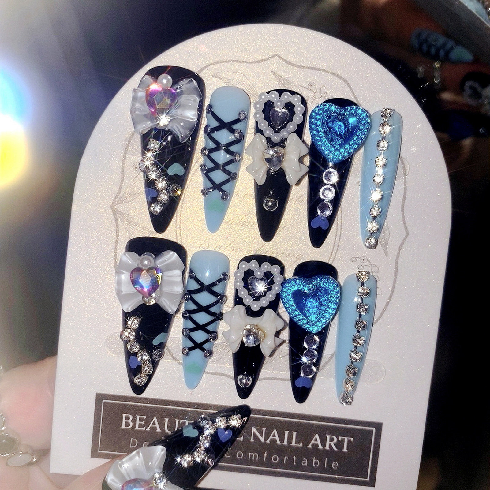 24pcs 3D Bow Decor False Nails - Resin Art Glitter incelemesi ve fiyatı