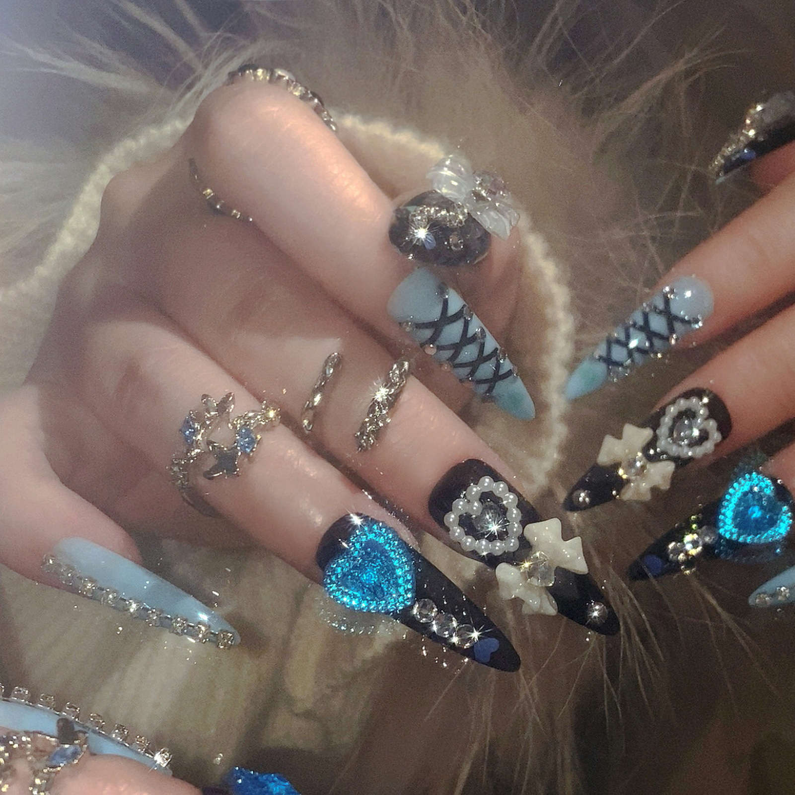 24pcs 3D Bow Decor False Nails - Resin Art Glitter incelemesi ve fiyatı
