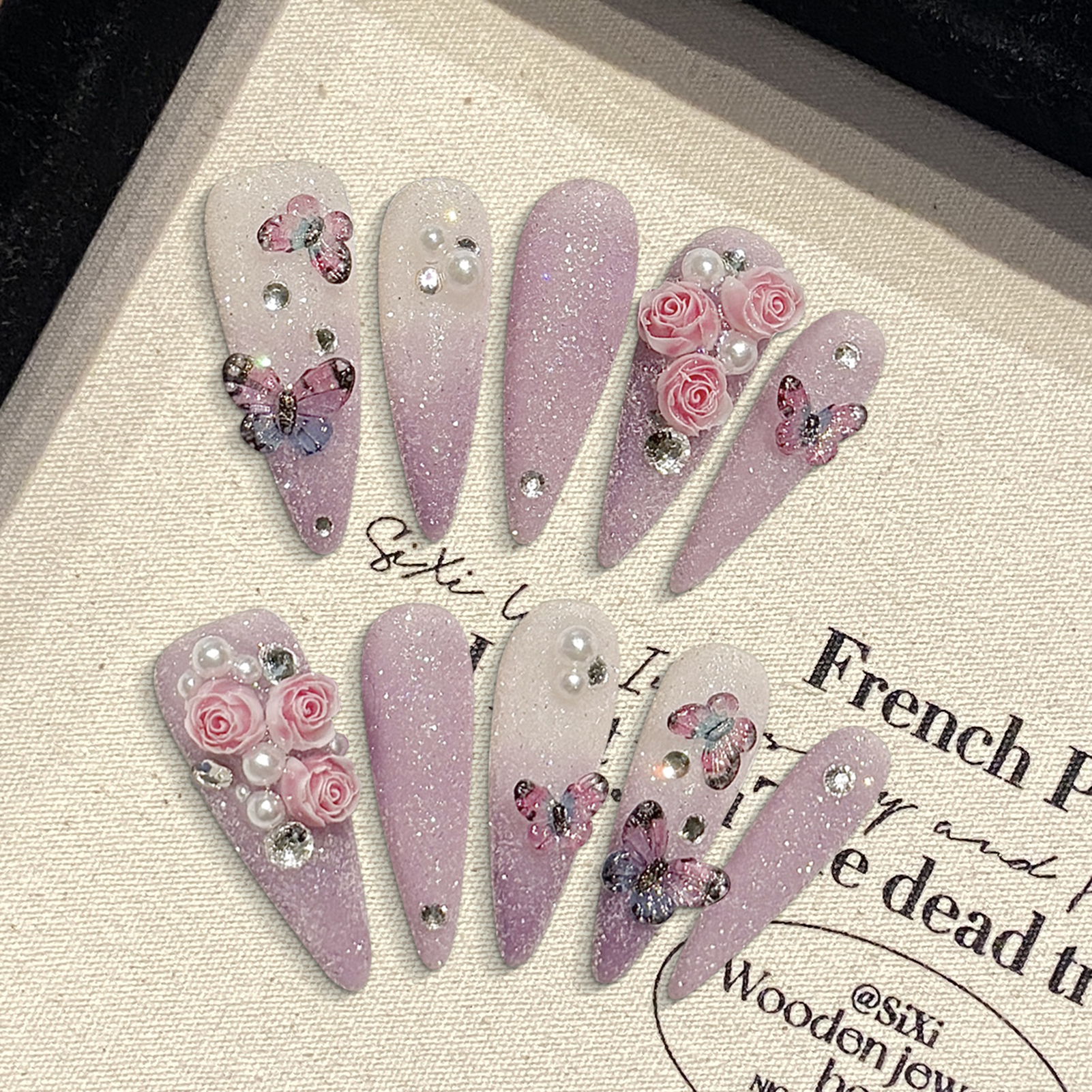 10pcs Long Stiletto Handmade F - Resin Art Glitter incelemesi ve fiyatı