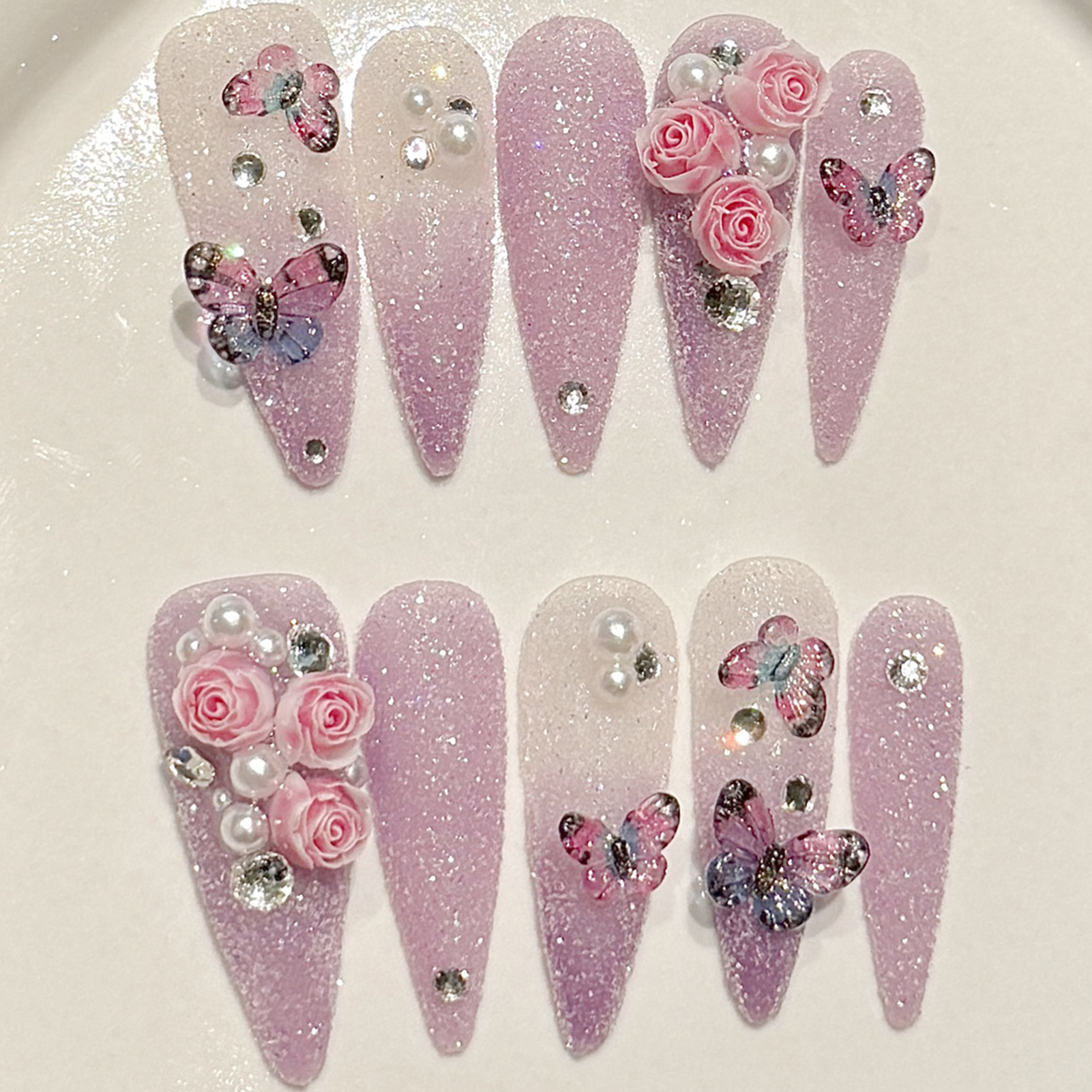 10pcs Long Stiletto Handmade F - Resin Art Glitter incelemesi ve fiyatı