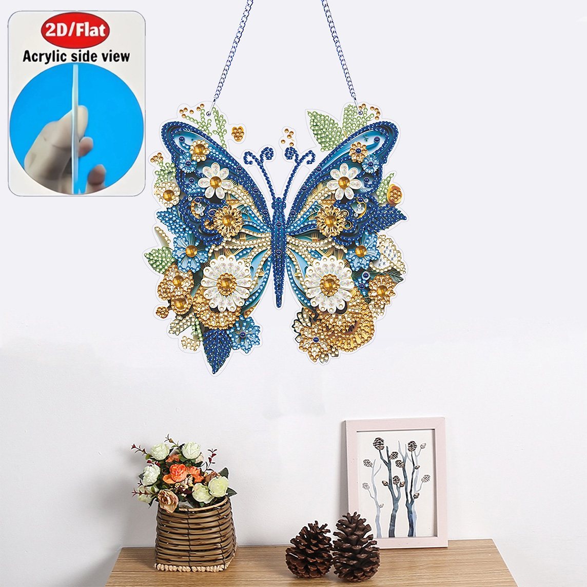 2D Flat Butterfly Ornament Acr - Resin Art Gift For Birthday incelemesi ve fiyatı