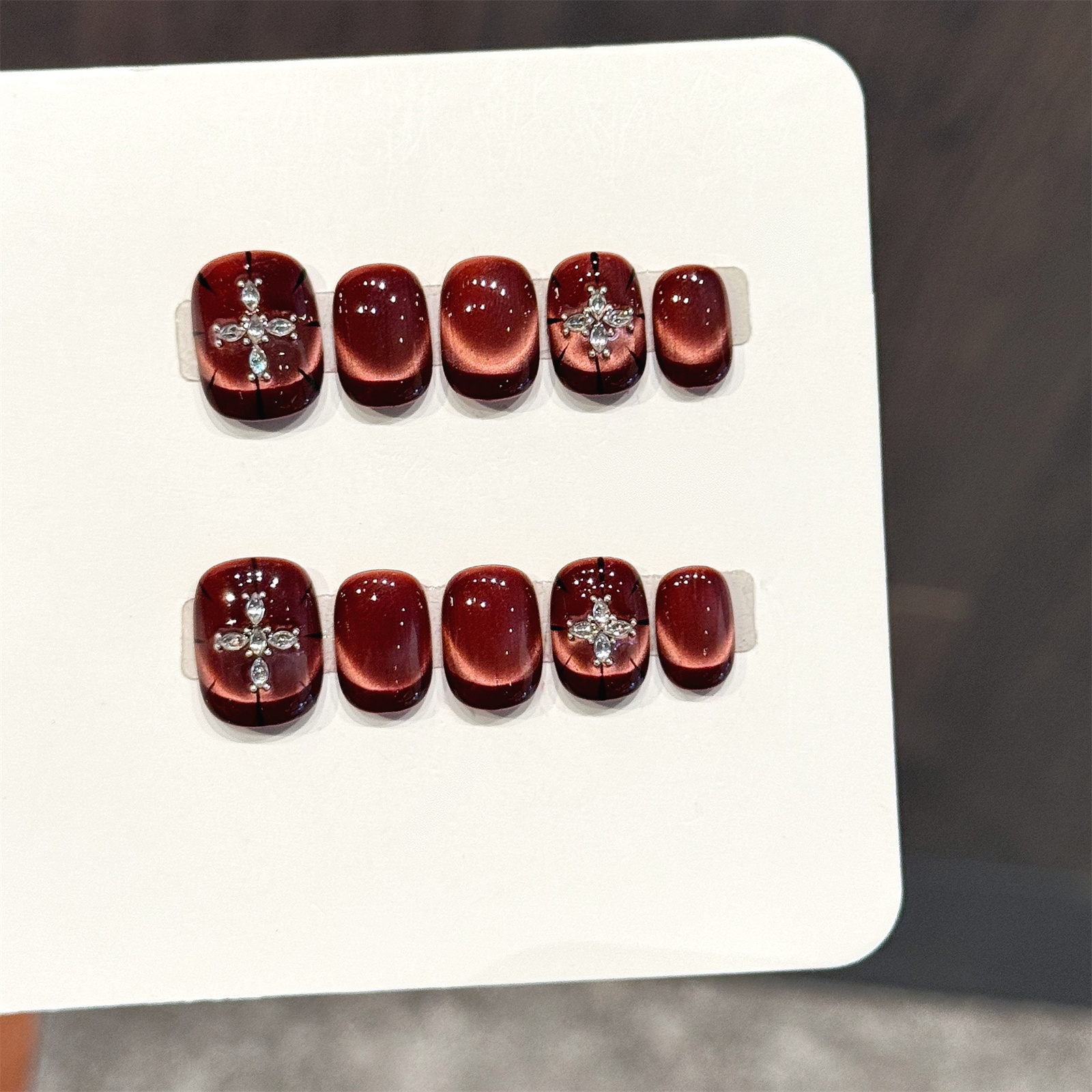 10pcs Wine-red Cat's Eye Press - Resin Art Glitter incelemesi ve fiyatı