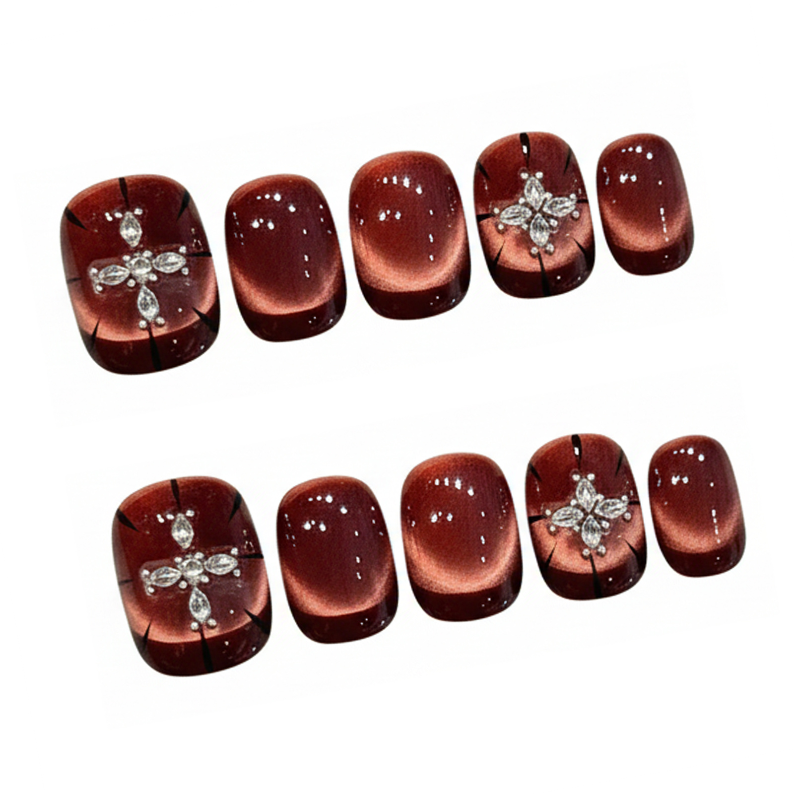 10pcs Wine-red Cat's Eye Press - Resin Art Glitter incelemesi ve fiyatı