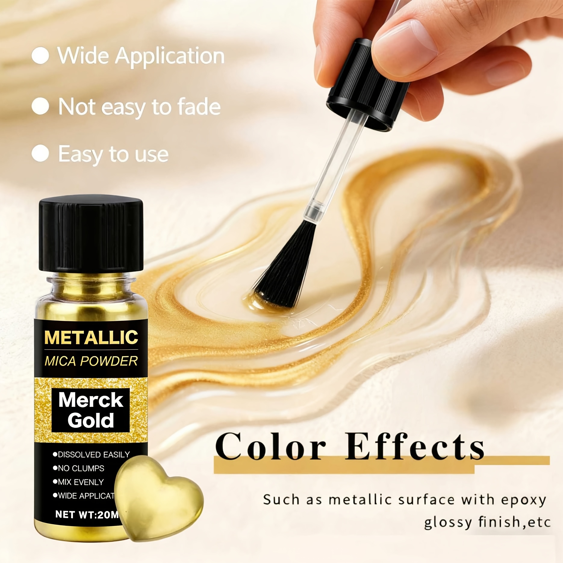 Metallic Mica Powder, Brushed  - Resin Art Letters incelemesi ve fiyatı