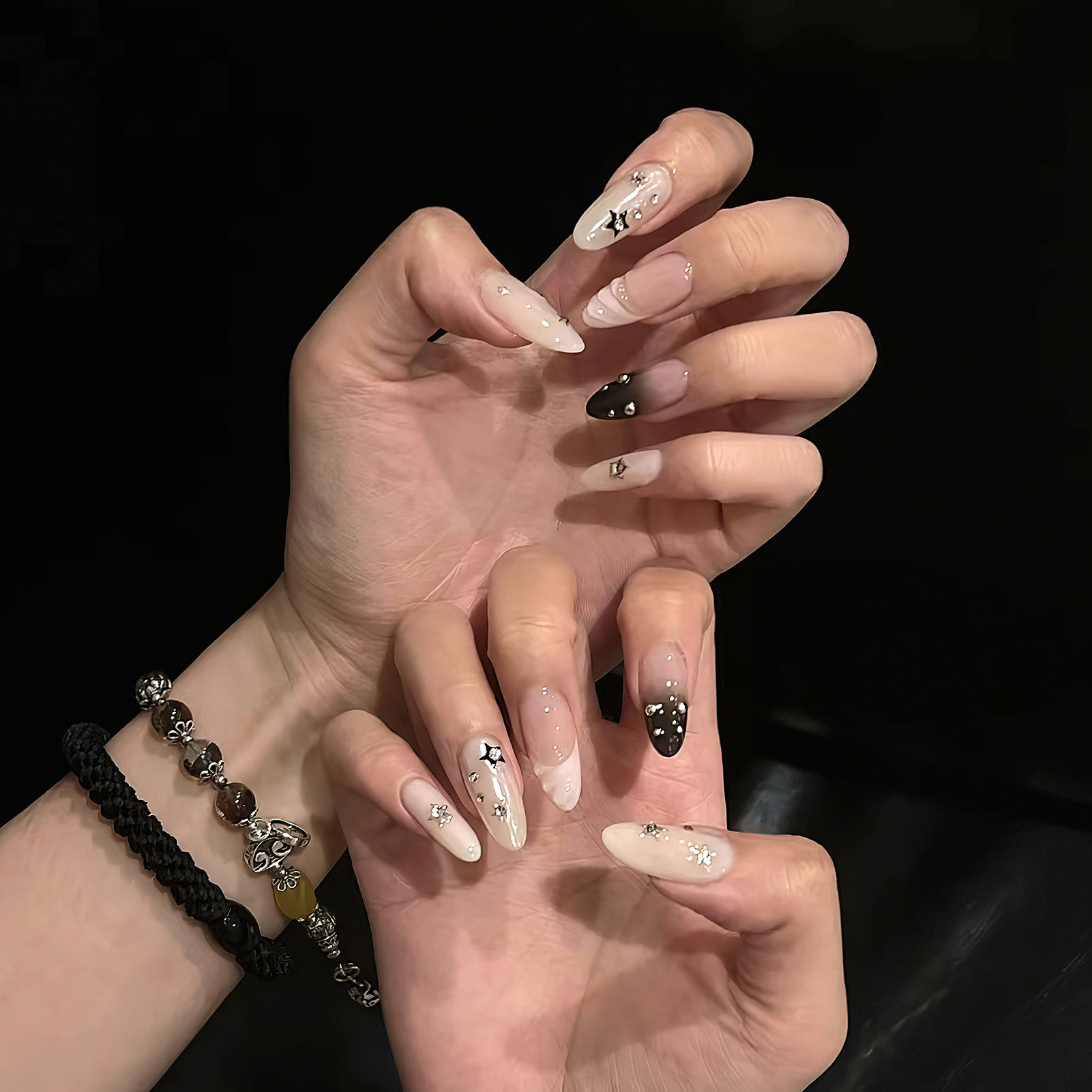 10pcs Almond Fake Nails Star G - Resin Art Glitter incelemesi ve fiyatı