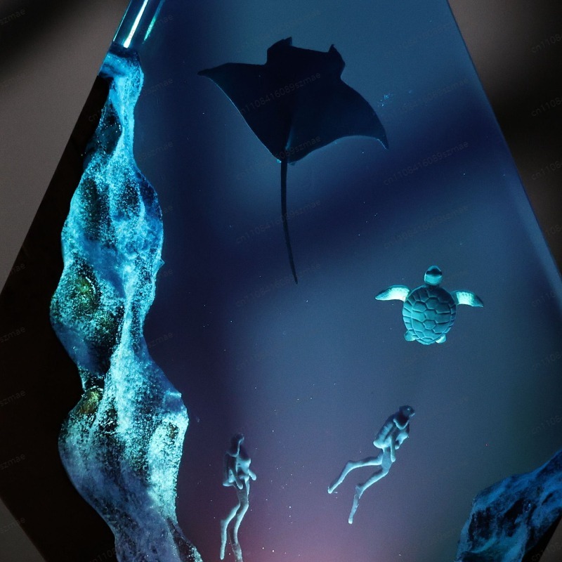 Manta Ray Diver Resin Wood Lam - Resin Art Gift For Birthday incelemesi ve fiyatı