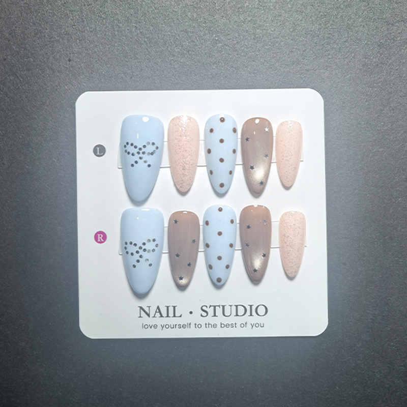 10Pcs Light Blue Press on Nail - Resin Art Glitter incelemesi ve fiyatı