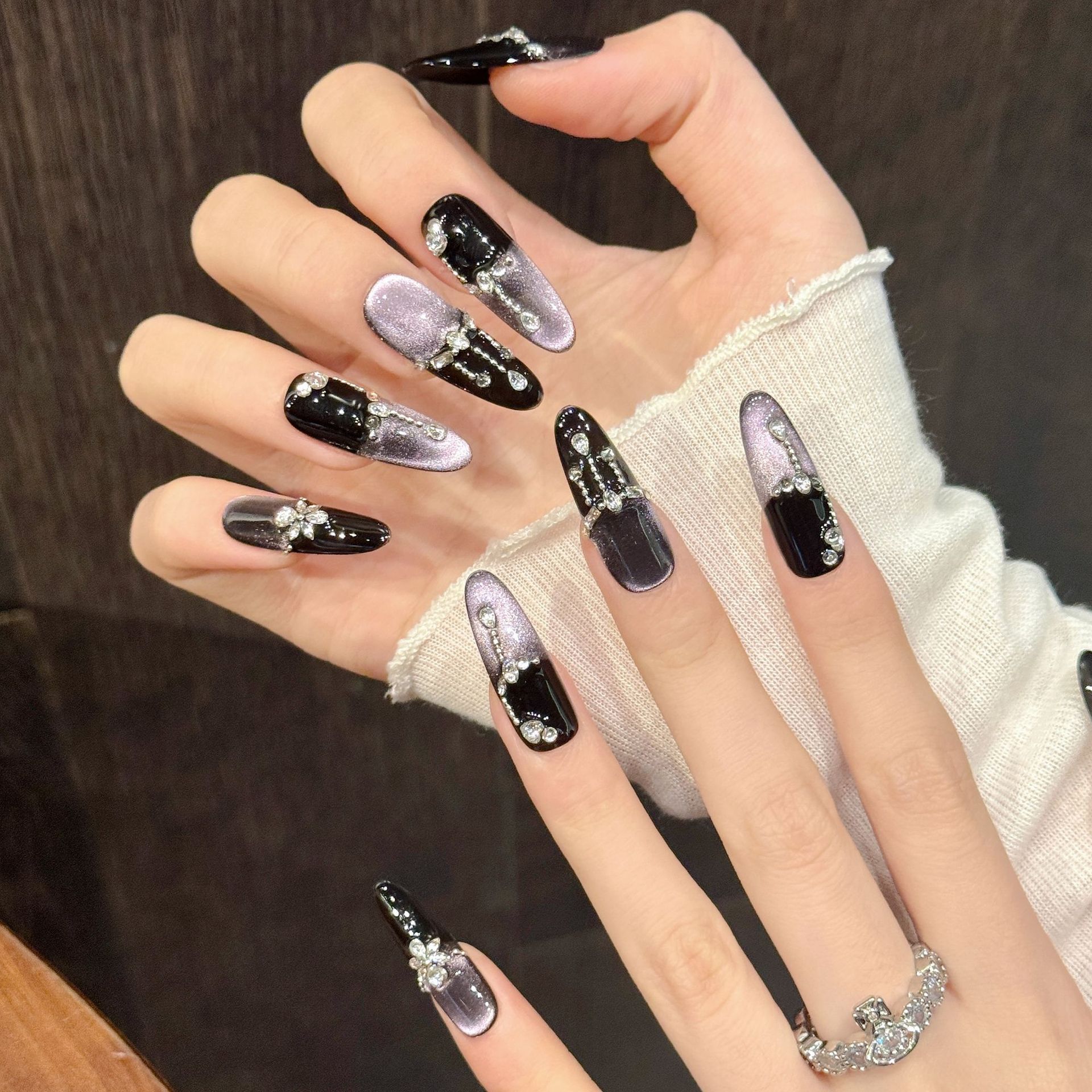 10pcs Black Purple French Styl - Resin Art Glitter incelemesi ve fiyatı