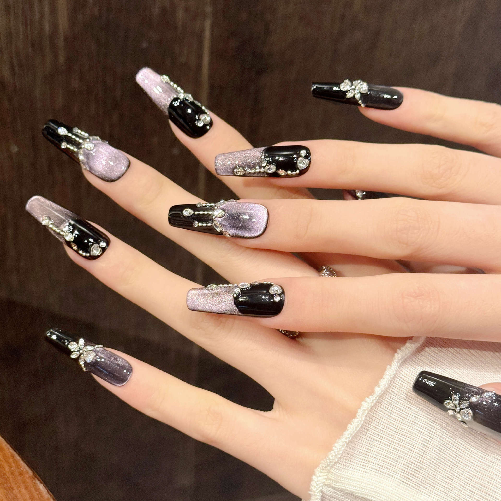 10pcs Black Purple French Styl - Resin Art Glitter incelemesi ve fiyatı