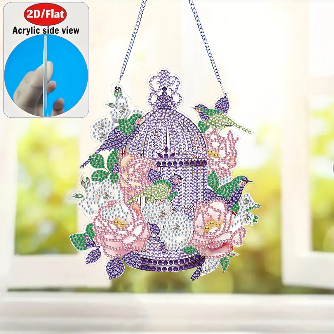 2D Flat Rose Birdcage Acrylic  - Resin Art Gift For Birthday incelemesi ve fiyatı
